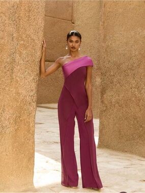 Lady Pipa Women’s One-Shoulder Magenta Jumpsuit